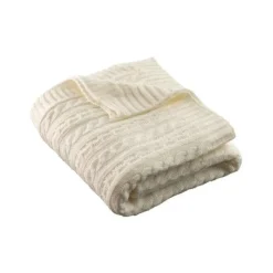 Aran Knit Throw - Soft White