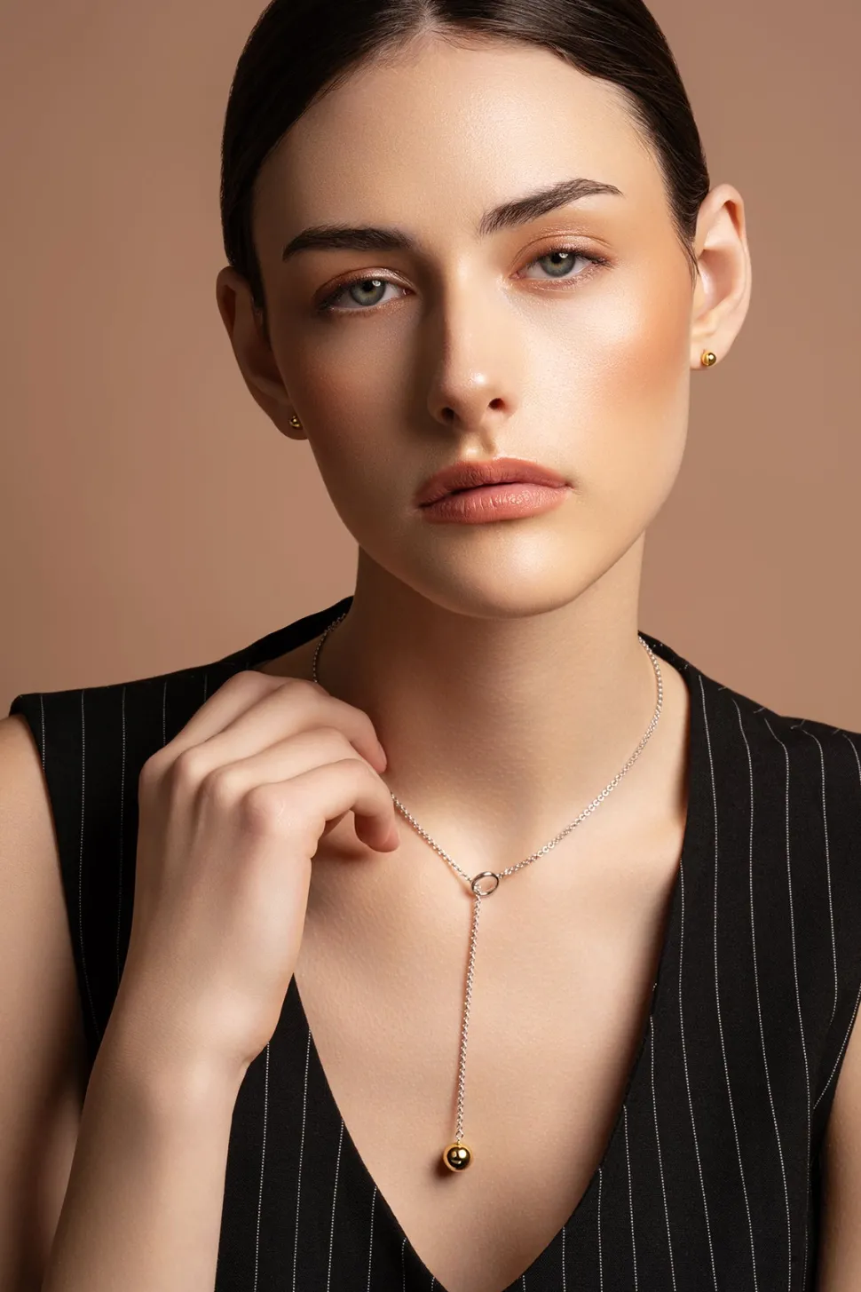 Balance Sterling Silver & Gold Loop Through Necklace