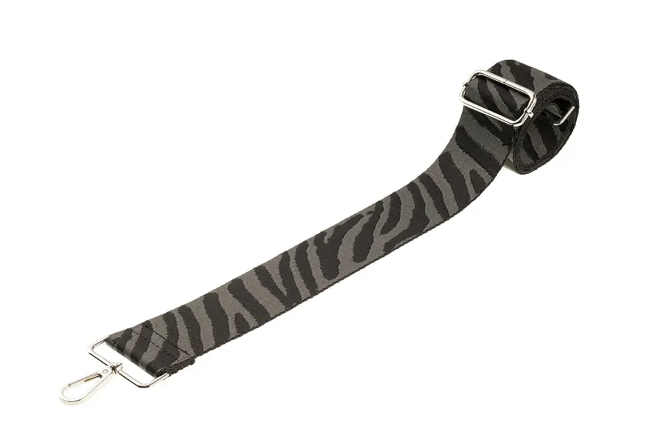 Black & Grey Zebra Camera Strap - Silver hardware