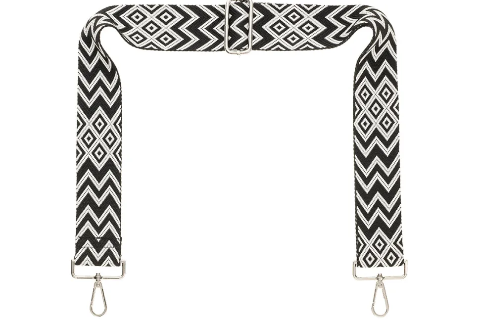 Black & White Chevron Camera Strap - Silver hardware