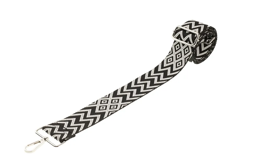 Black & White Chevron Camera Strap - Silver hardware