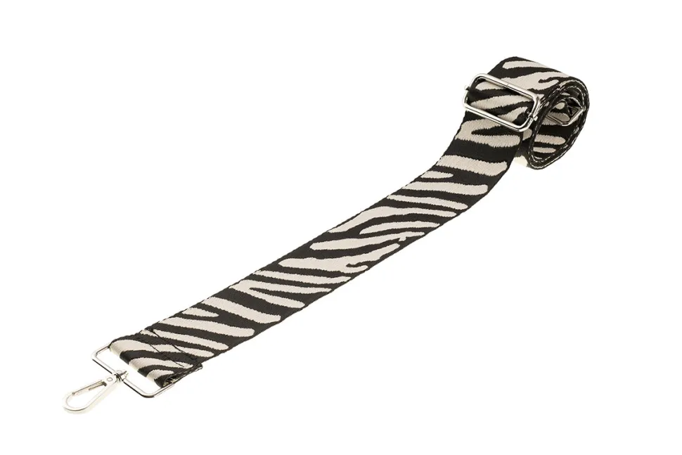 Black & White Zebra Camera Strap - Silver hardware