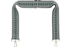 Black Green White Chevron Camera Strap - Silver hardware