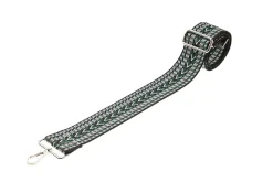 Black Green White Chevron Camera Strap - Silver hardware