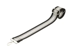 Black Sliver White Stripe Camera Strap - Silver hardware