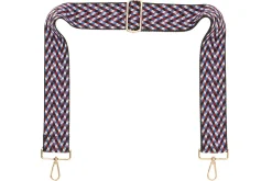 Blue Maroon White Black Camera Strap - Gold Hardware