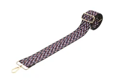 Blue Maroon White Black Camera Strap - Gold Hardware