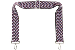 Blue Maroon White Black Camera Strap - Silver Hardware