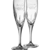 Bride & Groom Floral Spray Flute Pair