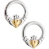 Claddagh Earrings Sterling Silver & Gold