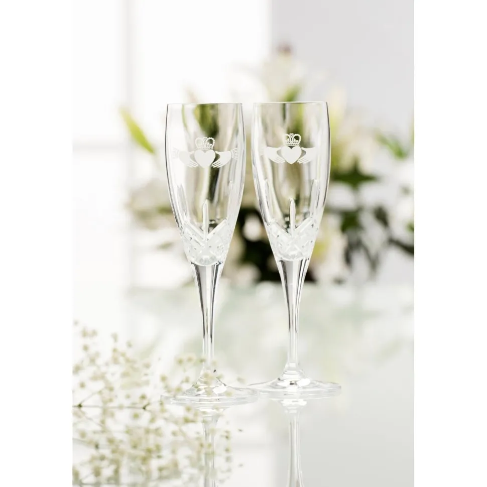 Claddagh Flute Glass Pair