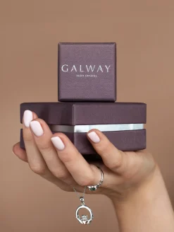 Crystal Claddagh Sterling Silver Earrings