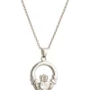 Crystal Claddagh Sterling Silver Pendant