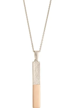 Dual Tone Bar Sterling Silver & Rose Gold Pendant