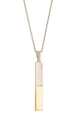 Dual Tone Bar Sterling Silver & Gold Pendant