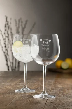 Engraved Elegance Gin & Tonic Glass Pair