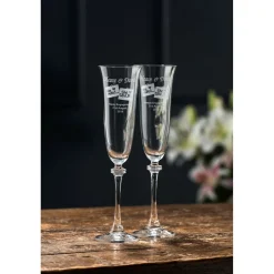 Engraved Liberty Flute Glass Pair