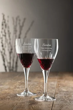 Engraved Longford Red Glass Pair