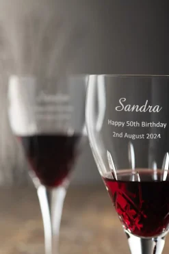 Engraved Longford Red Glass Pair