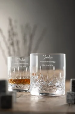 Engraved Longford Whiskey Glass Pair