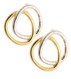 Entwined Sterling Silver & Gold Stud Earrings