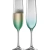 Erne Champagne Flute Glass Pair Aqua