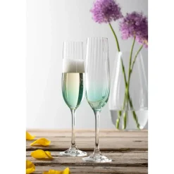 Erne Champagne Flute Glass Pair Aqua
