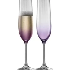 Erne Champagne Flute Glass Pair Amethyst