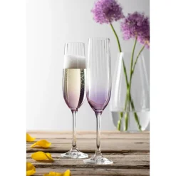 Erne Champagne Flute Glass Pair Amethyst
