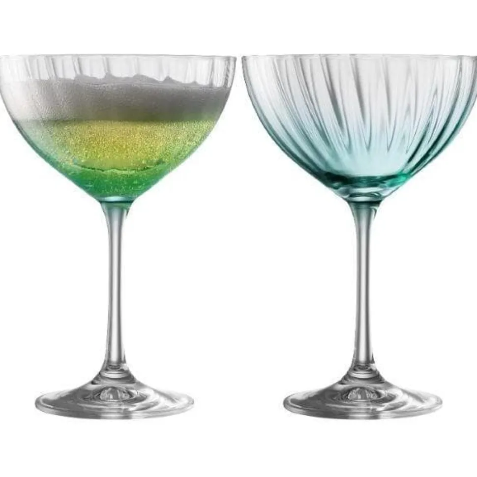Erne Saucer Champagne Glass Pair Aqua