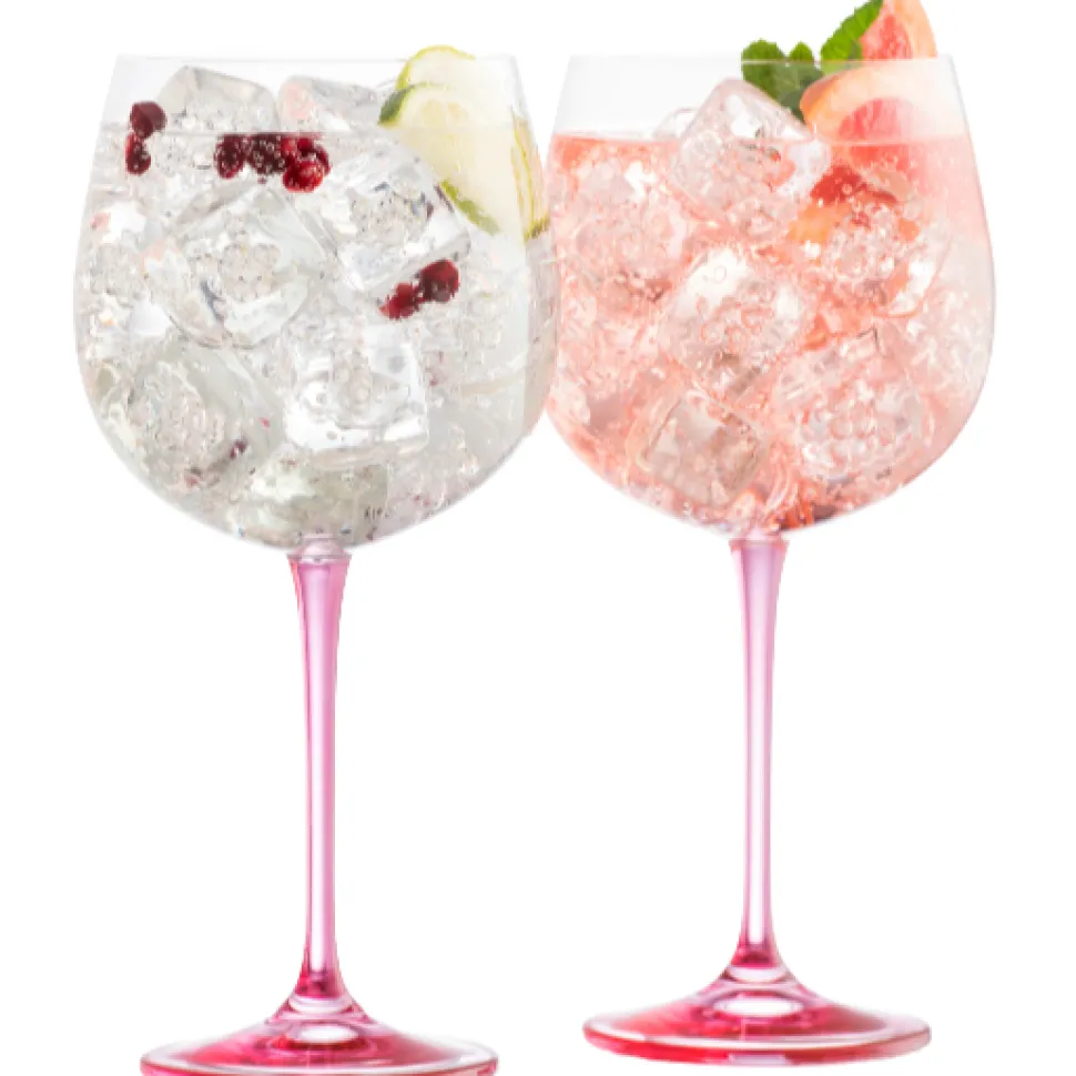 Gin & Tonic Glass Pair - Pink