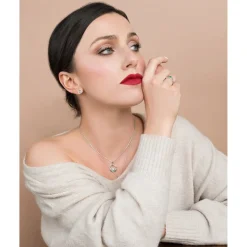 Green Crystal Claddagh Sterling Silver Pendant