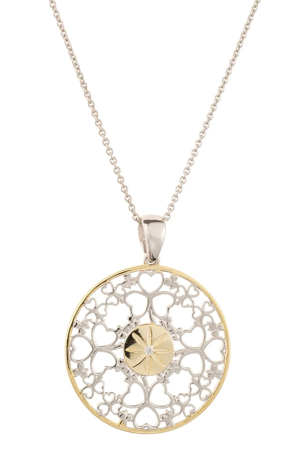 Hearts & Shamrocks Pendant Silver & Gold