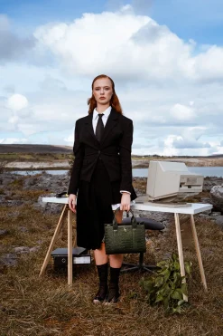 Medium Tote - Forest Green Croc Detail