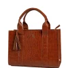 Medium Tote - Tan Croc Detail