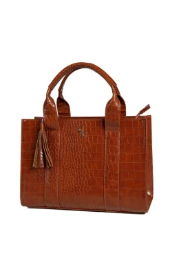 Medium Tote - Tan Croc Detail