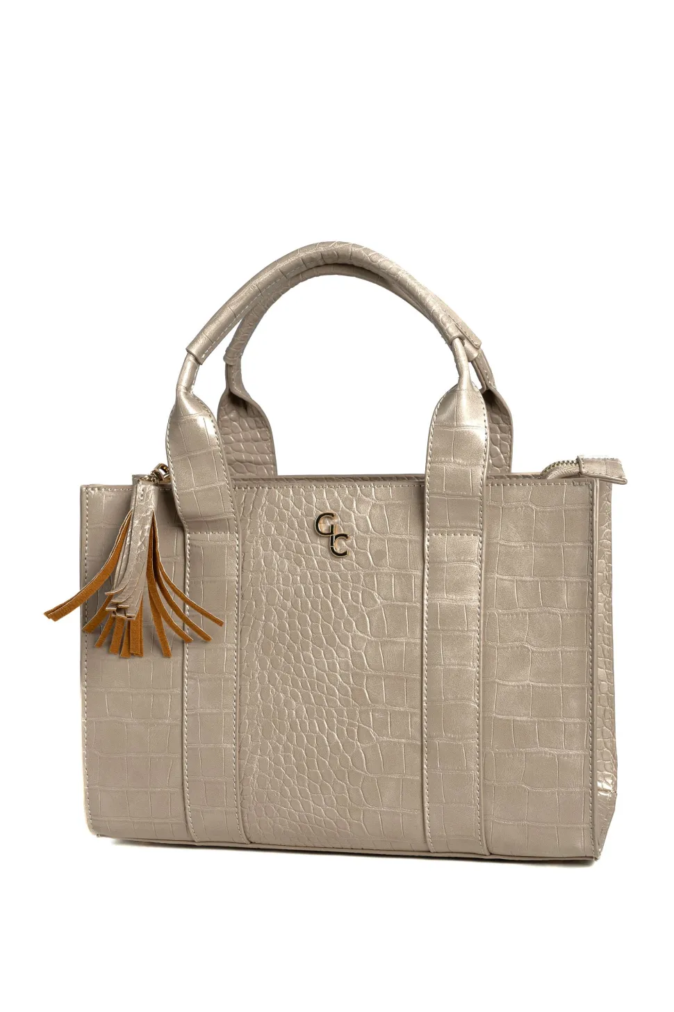 Medium Tote - Taupe Croc Detail