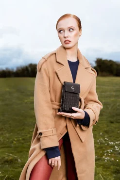 Mini Crossbody Bag - Black Croc Detail