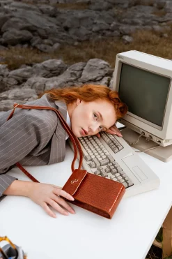 Mini Crossbody Bag - Tan Croc Detail