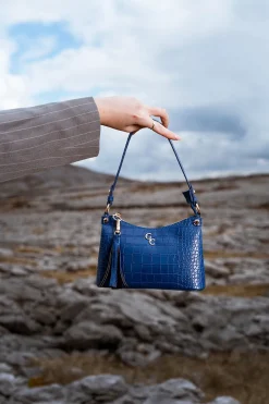 Mini Shoulder Bag - Atlantic Blue Croc Detail