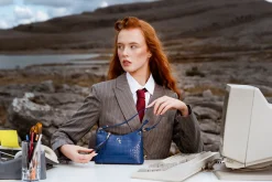 Mini Shoulder Bag - Atlantic Blue Croc Detail