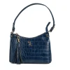 Mini Shoulder Bag - Navy Croc Detail