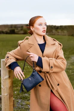 Mini Shoulder Bag - Navy Croc Detail