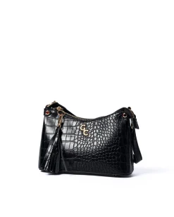 Mini Shoulder Bag Black Croc Detail
