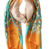 Orange & Turquoise Polyester Scarf