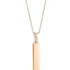 Plain Bar Sterling Silver & Rose Gold Pendant