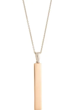 Plain Bar Sterling Silver & Rose Gold Pendant
