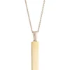 Plain Bar Sterling Silver & Gold Pendant