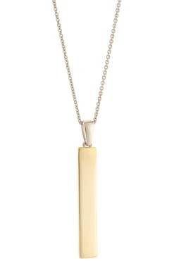 Plain Bar Sterling Silver & Gold Pendant