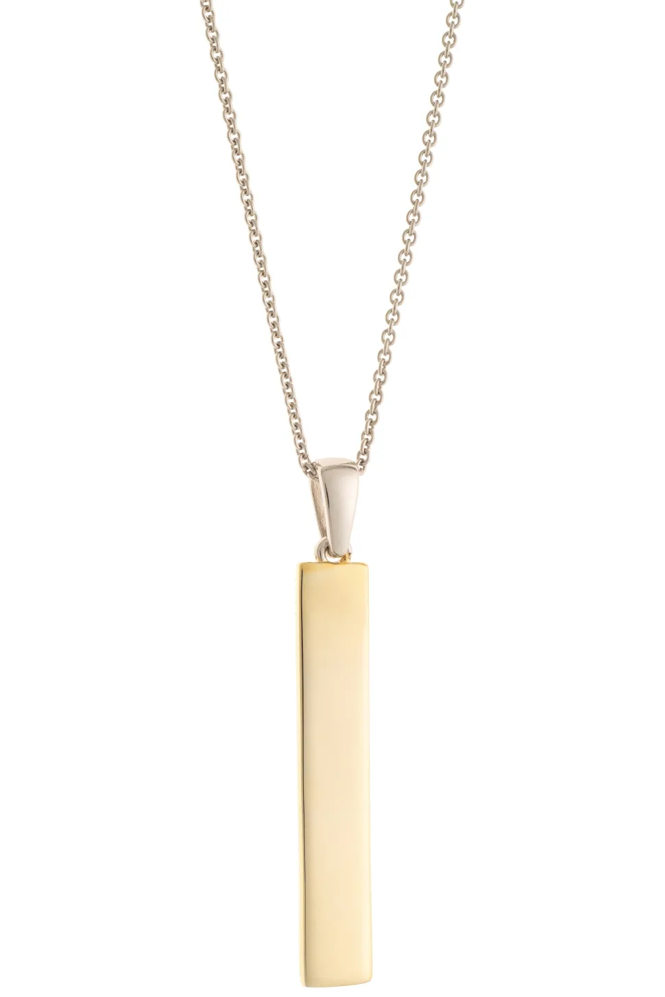 Plain Bar Sterling Silver & Gold Pendant